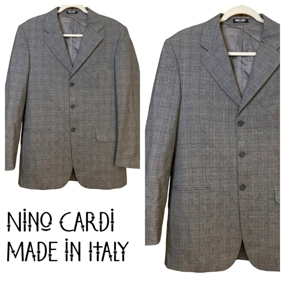Nino Cardi Made in Italy‎ 100% Wool Men's Gray 2 Button Blazer SZ 38/32R